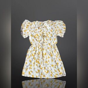 Sim & Sam White Floral Puff-Sleeve Sundress with Yellow Flowers Size Small